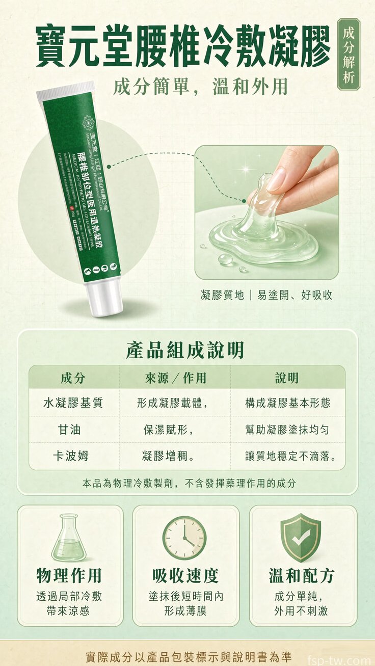 寶元堂腰椎冷敷凝膠產品介紹